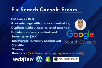fix search console errors in webflow wordpress squarespace