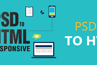 convert PSD to HTML, figma to HTML, image to HTML, and CSS responsive website