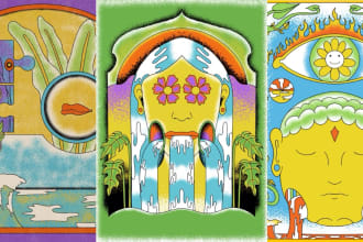 create psychedelic style album cover artwork
