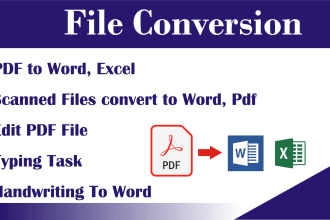 convert PDF to word , jpeg to word, manual typing, ms word