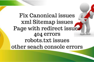 fix canonical url, xml sitemap, 404 error, 301 redirect in google search console