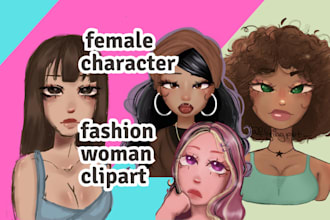 draw a female character, girl woman fashion clipart