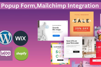 build wix, wordpress popup form , and mailchimp integration