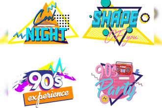 create a retro 80s 90s logo typography
