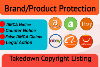 takedown copyright listing from amazon, shopify, ebay, etsy, alibaba under dmca