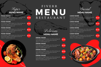 design professional restaurant bar coffee event party menu