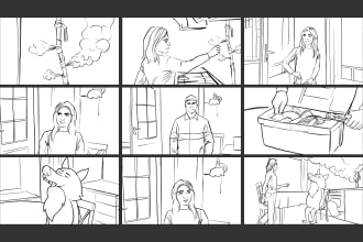 draw 9 rough sketch frames in 24 hours