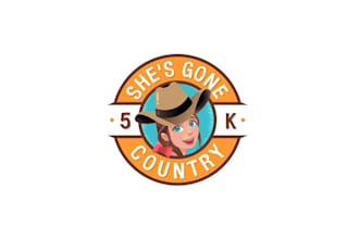 country music loving female runners logo design