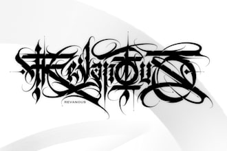 create gothic or graffiti dark lettering for tattoo design