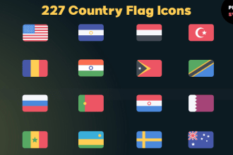 deliver 227 country flag icons in svg and png formats