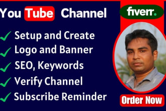 youtube channel create, setup, manage with logo, banner