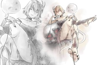 draw watercolor anime, manga, vtuber  characters