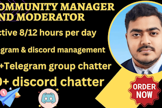 telegram moderator, telegram chatter discord moderator and community manager