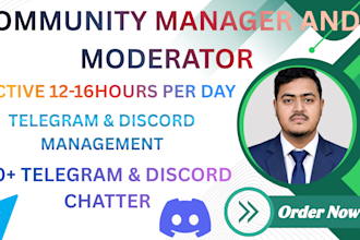 be your crypto telegram and discord moderator with 20 chatters
