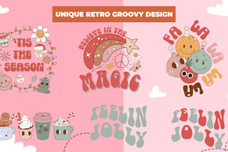 retro wavy groovy hippie 70s typography
