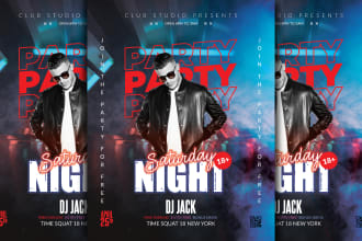 design flyer for party, event, club, marketing, music, birthday, postcard