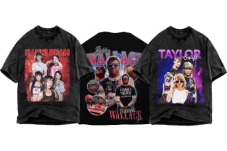 design a crazy vintage old school 90s bootleg rap t shirt