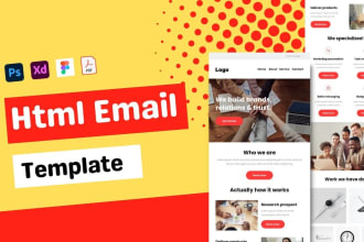 convert PSD, PDF, xd, figma, sketch, ai to html email template