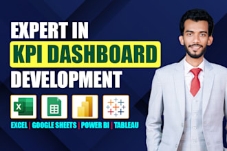 design excel, google sheets, power bi, tableau KPI dashboard