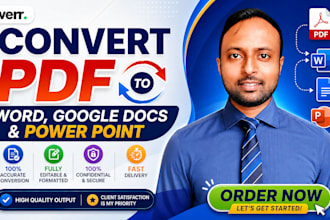 convert PDF or word,google docs,powerpoint,typing service