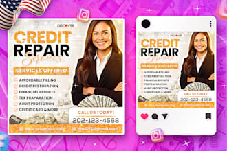 design unique credit repair flyers , tax flyers ,instagram posts