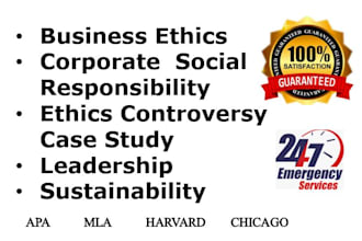 write ethics, sustainability, csr and hrm reports and case study analysis