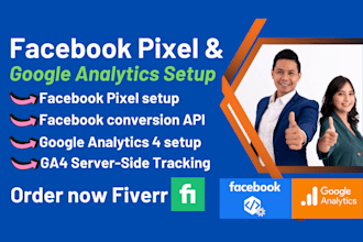 setup of facebook pixel and google analytics