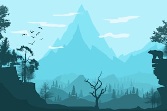 do flat style landscape illustrations for your project
