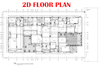 redraw architectural 2d floor plan blueprint in cad drawing