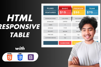 create responsive HTML table and pricing table