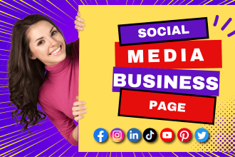 create social media, facebook page, instagram, youtube setup for your business