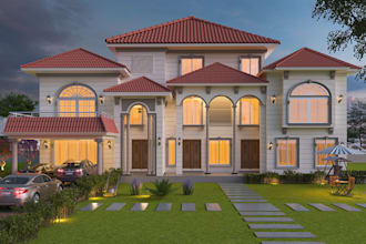 render a unique 3d front elevation