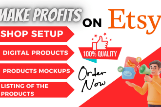 setup etsy shop listing design digital products in canva  and etsy seo promotion