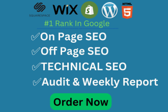 complete monthly SEO service for squarespace, wix, shopify, wordpress, code site