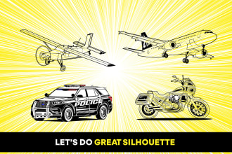 design silhouette vector vehicle, car, aircraft, and yacht