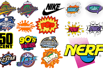 do an original 80s retro 90s pop art comic y2k text style logo