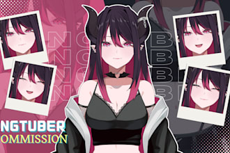 draw custom pngtuber avatar of your oc for twitch streams in anime vtuber style
