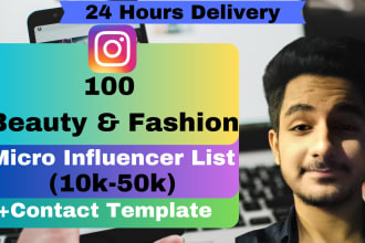 provide you list of 100 beauty fashion micro influencer instagram shoutout