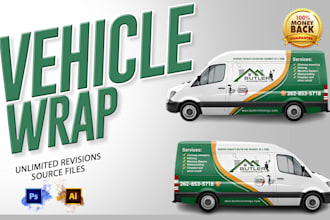 make creative vehicle  wrap design for van truck car food truck cart racing car