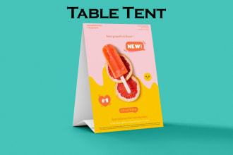 design restaurant flyer, food menu card, and table tent