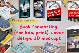 do professional ebook formatting, book layout and cover design, mockups design
