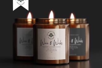 design minimal candle logo and candle label asap