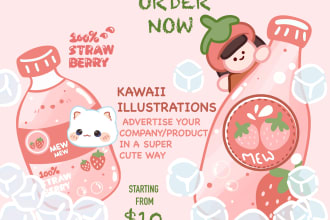 draw kawaii illustrations for you
