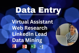 do data entry web research job as a virtual assistant