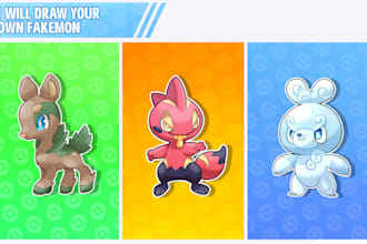 design custom fakemon  or pokemon characters