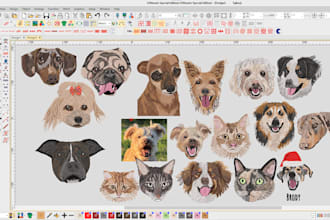 convert your pet dog cat  into embroidery digitizing  with an hour