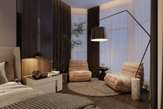 interior design for master bedroom with bathroom