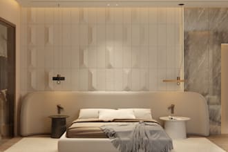 interior design for master bedroom with bathroom