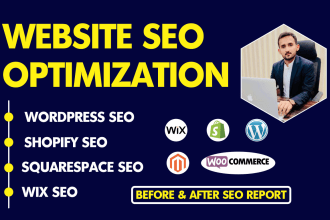 do on page SEO optimization for wordpress, wix, shopify and magento store