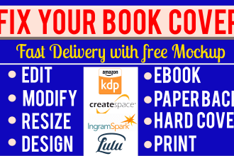 fix, edit, modify, redesign, resize rejected book cover for KDP, ingram spark